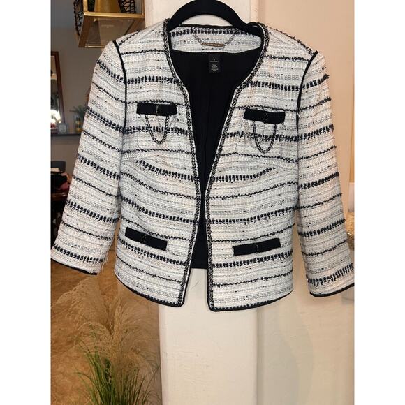 White House Black Market Cropped Tweed Blazer Size 0 - Picture 8 of 8